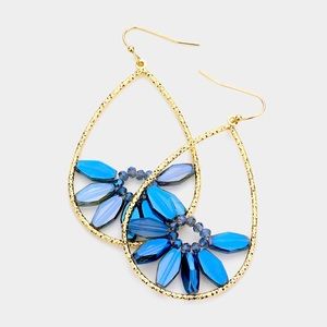 Floral Bead Embellished Teardrop Earrings